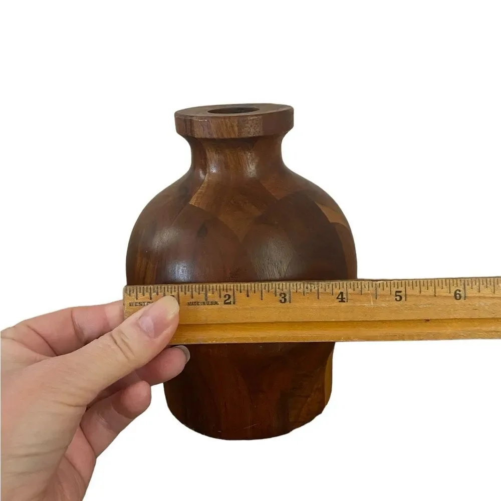 Turned Wood Bud Vase Candle Holder Mid Century Modern